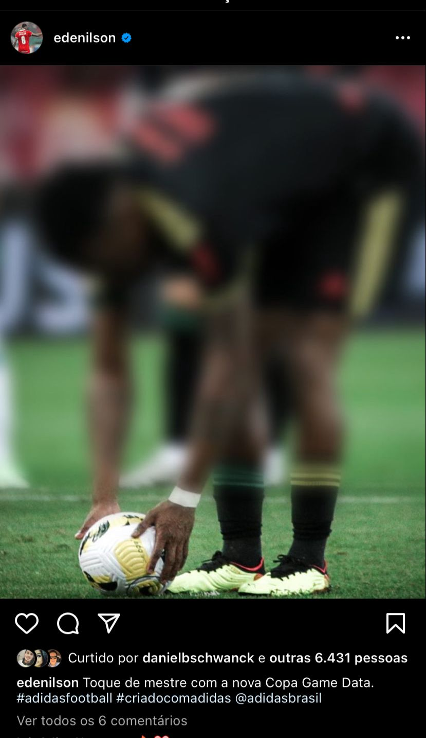 A postagem de Edenilson que gerou críticas por parte da torcida do Inter