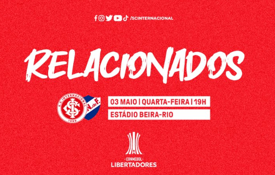 Com duas baixas, Inter divulga lista de relacionados para o jogo contra o Nacional