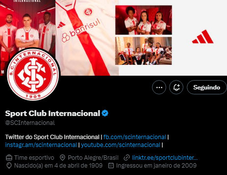 A foto escolhida pelo Inter para o último post no ‘X’, antigo Twitter
