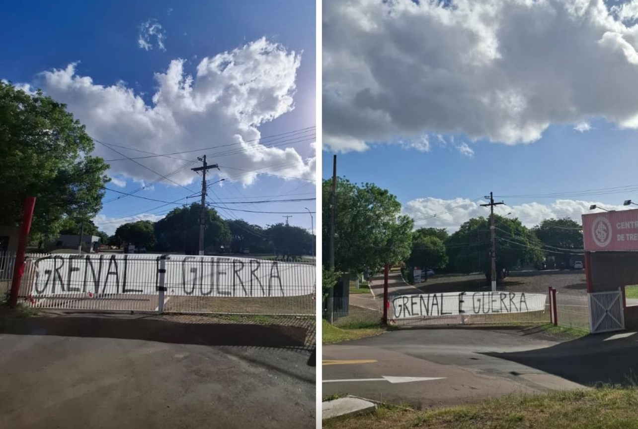 Torcida do Inter coloca faixa de apoio com mensagem provocativa antes do Gre-Nal 444