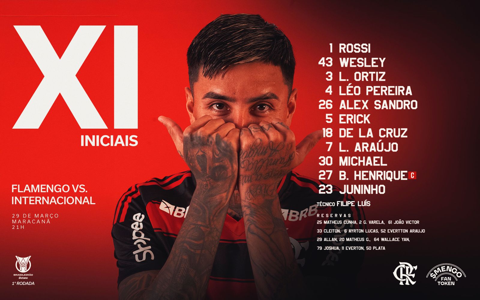 Flamengo definido para a partida contra o Inter