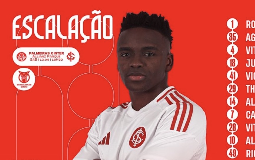 Confirmado: Internacional divulga time titular que encara o Palmeiras