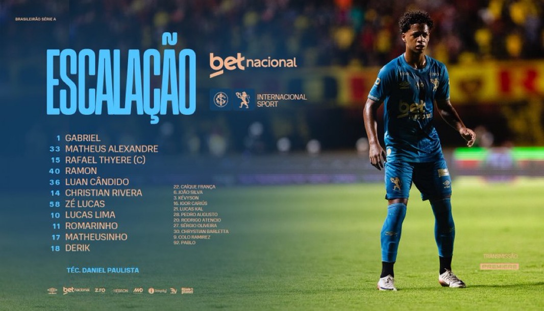 Sport confirmado para enfrentar o Internacional no Beira-Rio