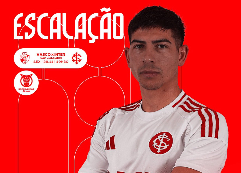 Com surpresa na escalação, Inter está confirmado para encarar o Vasco da Gama